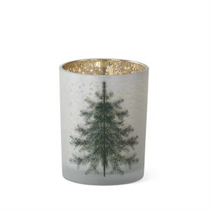 Frosted White Glass Christmas Tree Containers w/Gold Star
