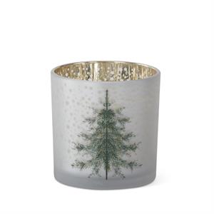 Frosted White Glass Christmas Tree Containers w/Gold Star