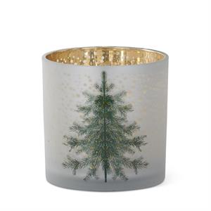 Frosted White Glass Christmas Tree Containers w/Gold Star