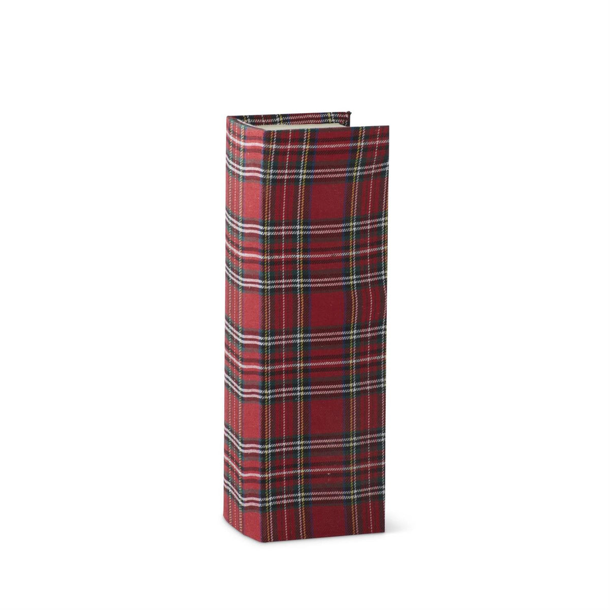 14.25 Inch Red Christmas Plaid Wine Box