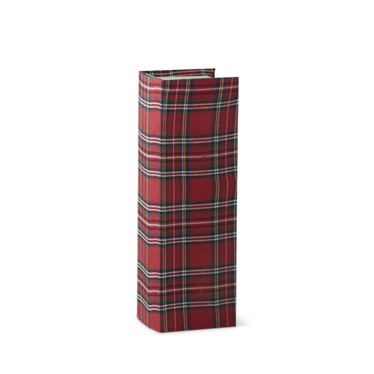 14.25 Inch Red Christmas Plaid Wine Box