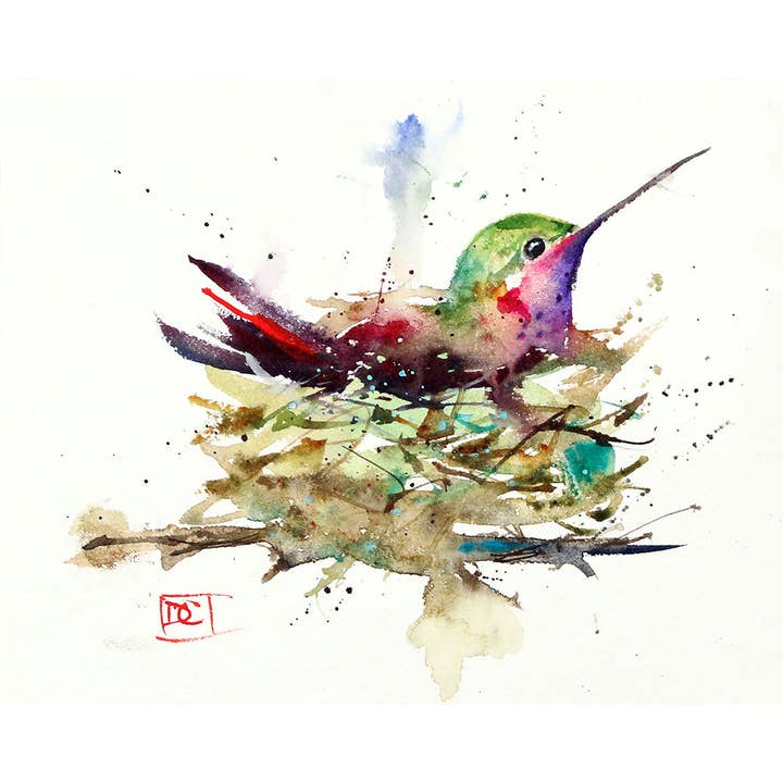 Hummingbird in Nest 5x7 Greeting Card
