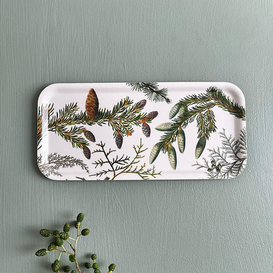 12.5x6" Wood Serving Tray- Pine Trees