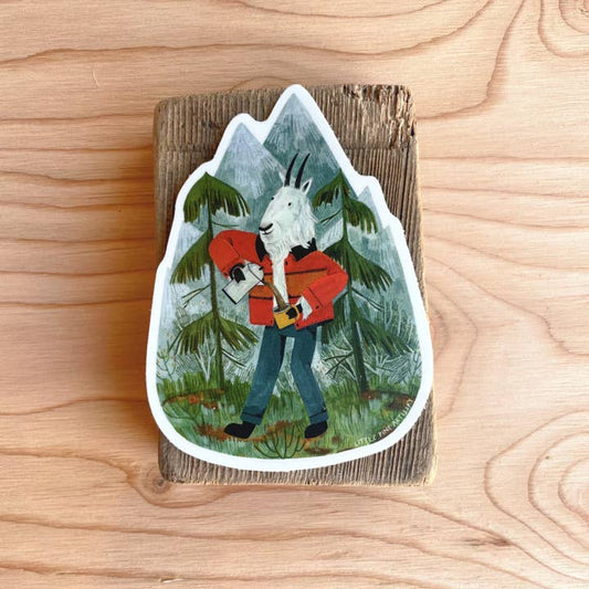 Mountain Goat Sticker - Drinking Coffee