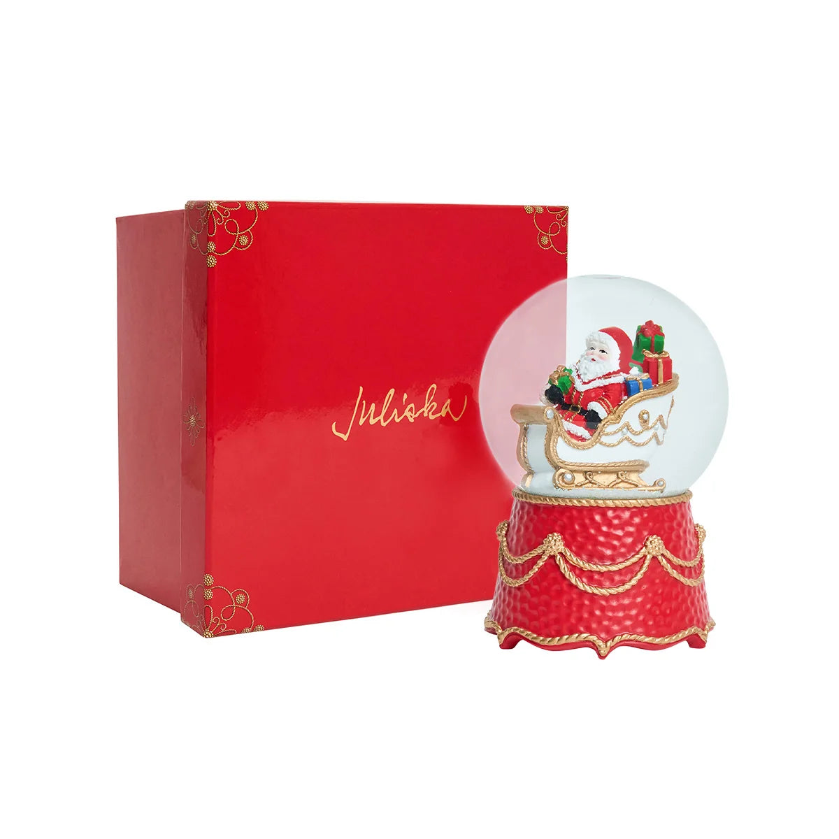 Berry & Thread  North Pole Santa in Sleigh Snow Globe