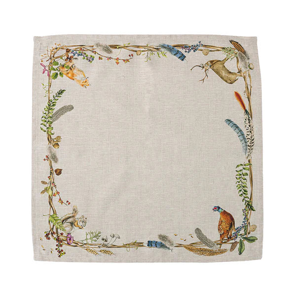 22" Forest Walk Linen Napkins w- Animals