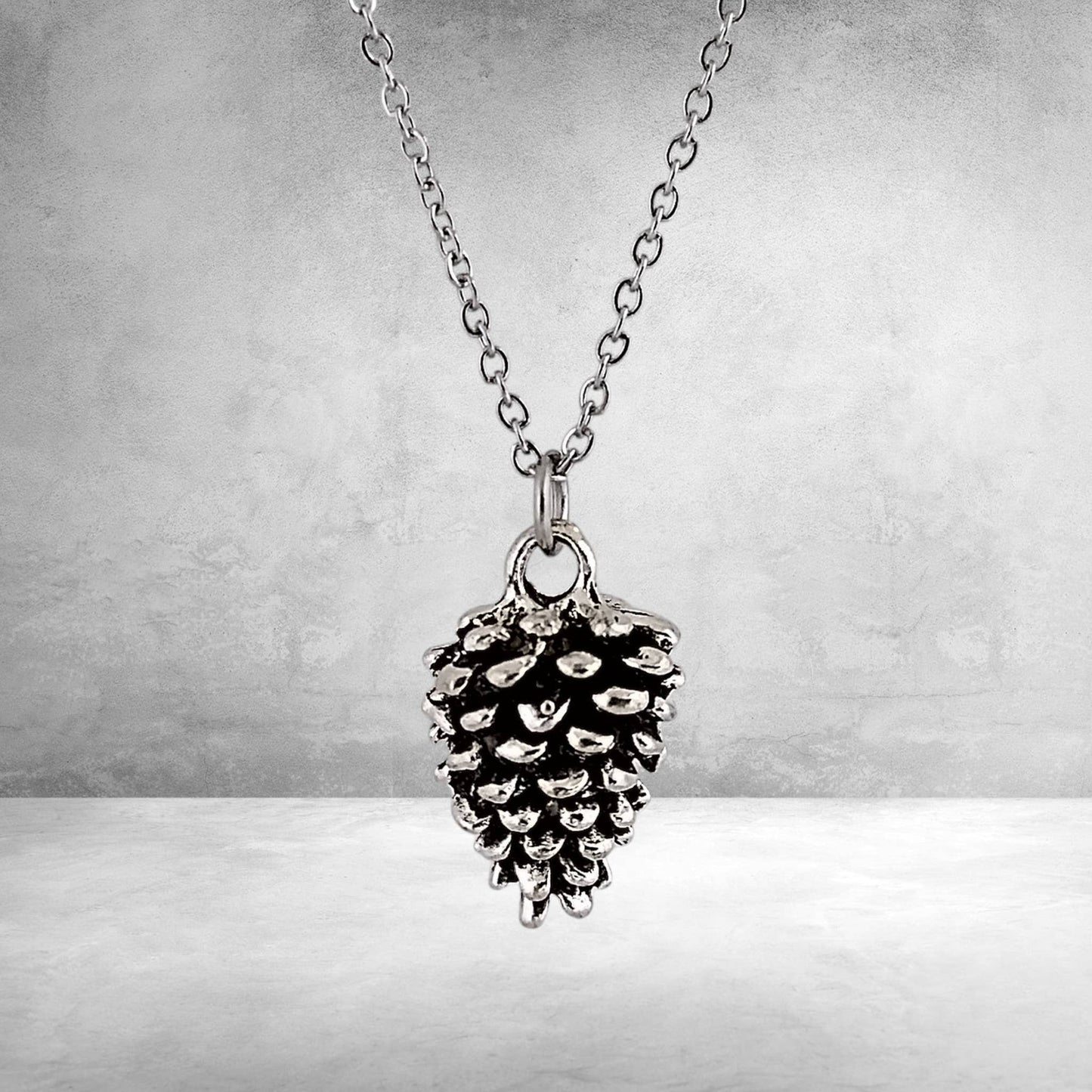 Pine Cone Necklace, Silver or Bronze : Silver