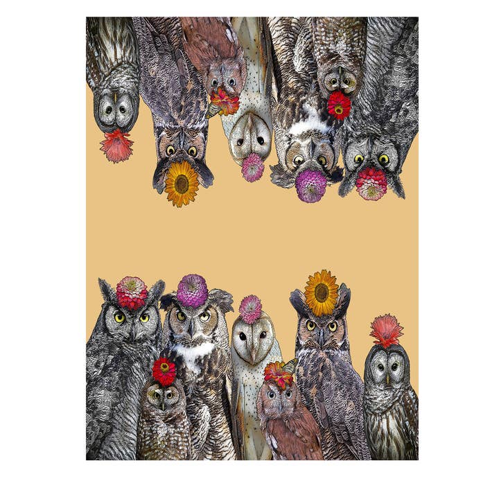 18X24 Owls With Flowers Floursack Kt