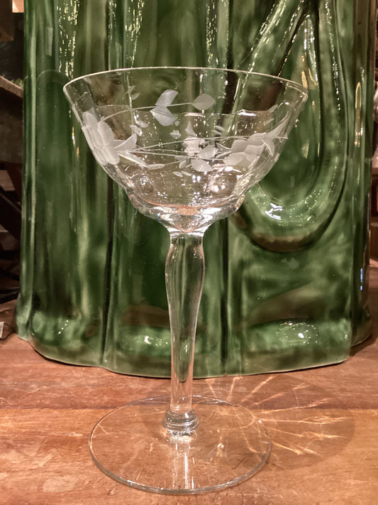 Antique Optic Coupe Glass, 1940'S