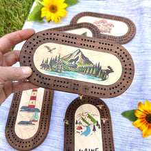 Load image into Gallery viewer, Deluxe Wildlife Mini Cribbage Board with Custom Pegs
