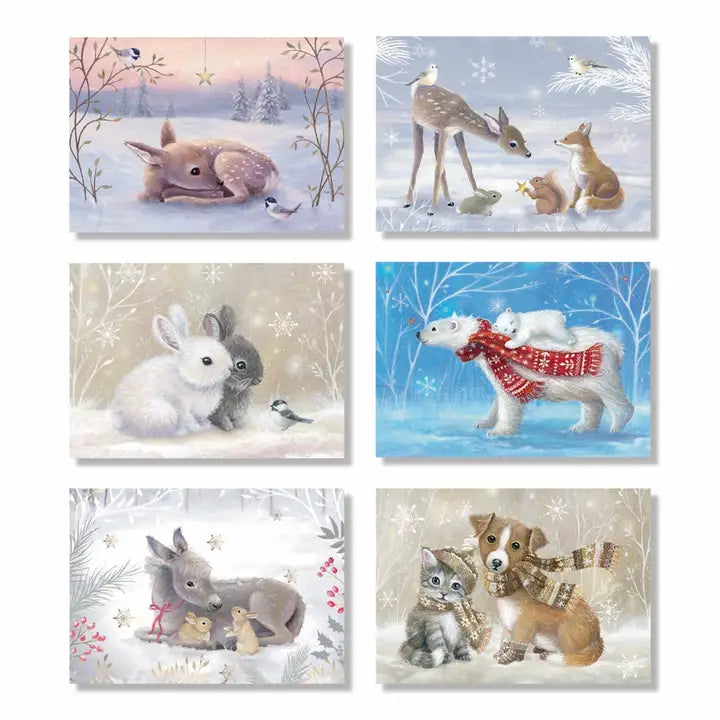 Miniature  Joyful Winter Time Advent Calendar Cards, Pack of 24