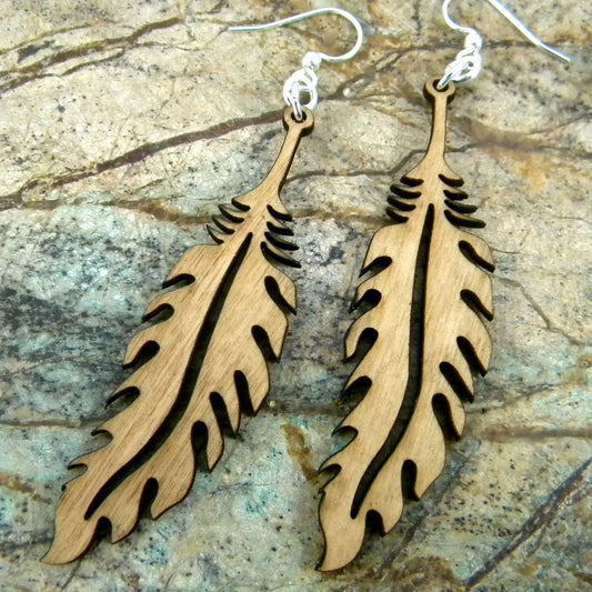 Feather Wood Earrings
