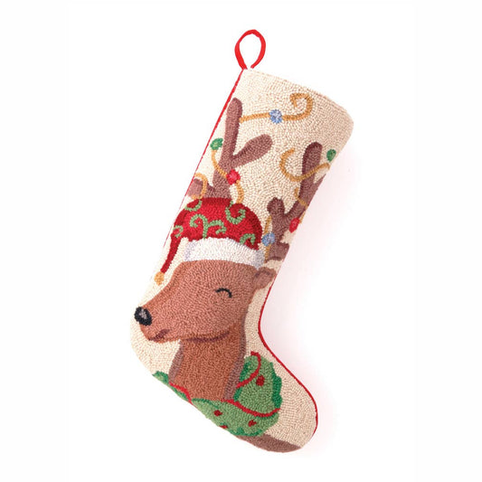 REINDEER HOOK STOCKING 13X21"