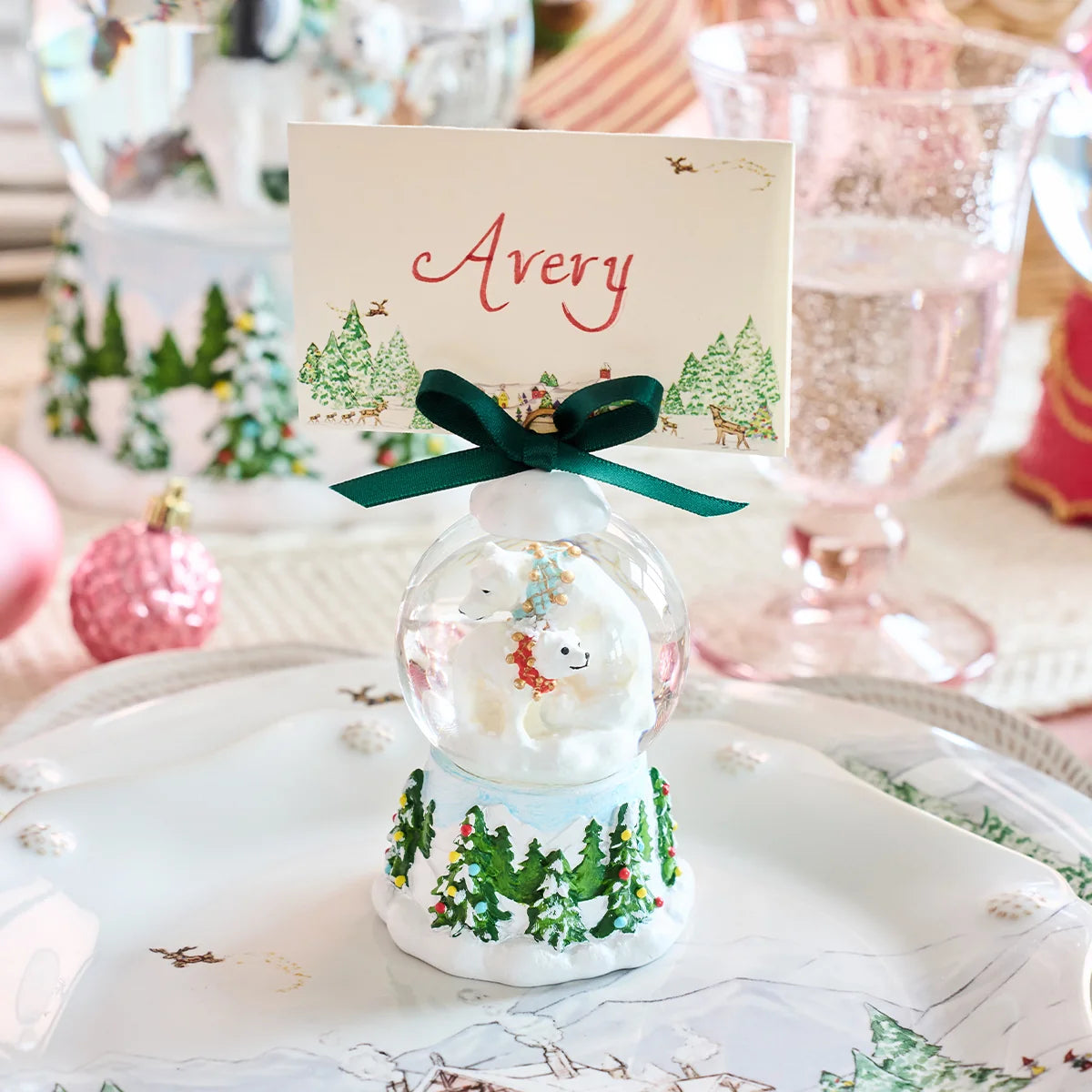 Berry & Thread  North Pole Snow Globe Place Card Holder