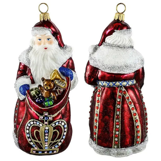 Red Crown Santa Ornament