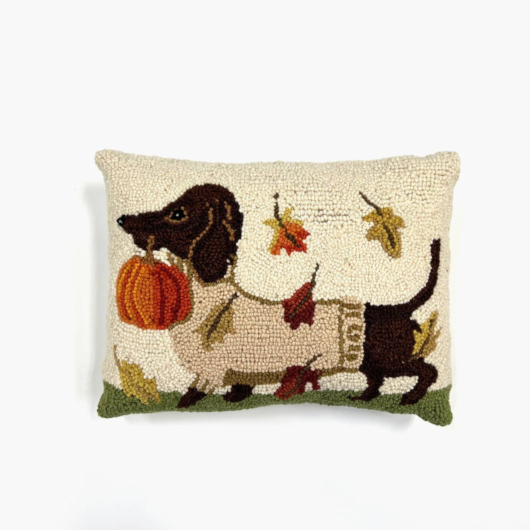 Dachshund & Leaves Hook Pillow