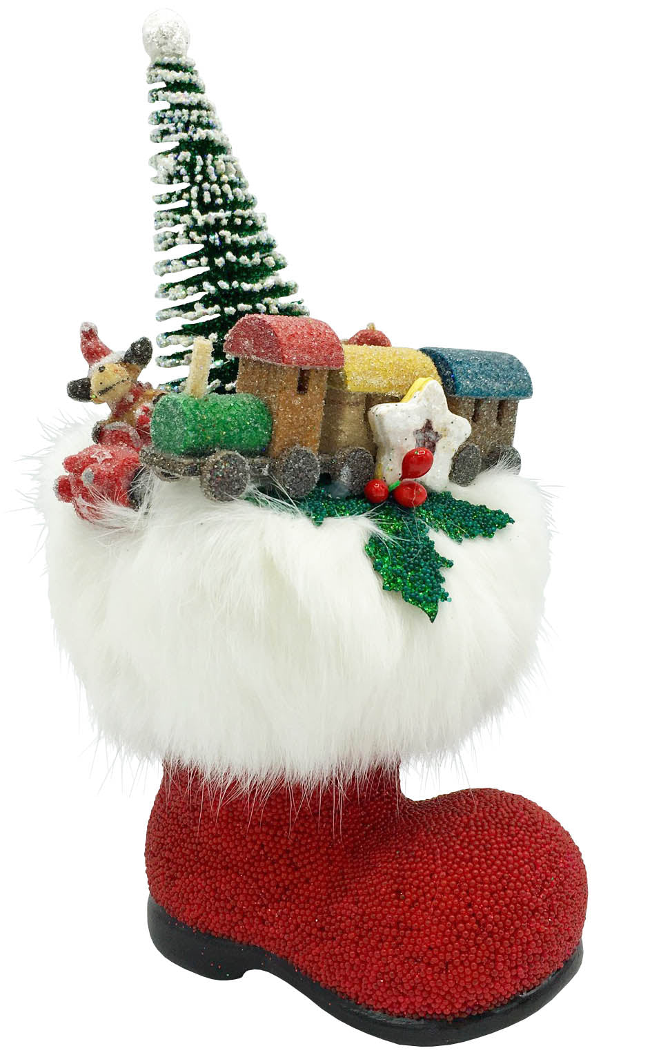 Schaller Paper Mache - Red Beaded Boot with Ornaments