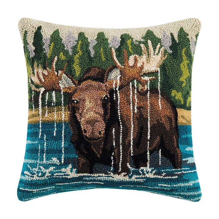 Moose in the Lake Pillow