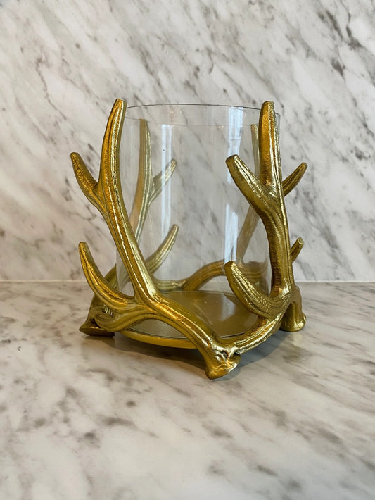 6" Antler Candle Holder W/Glass Insert