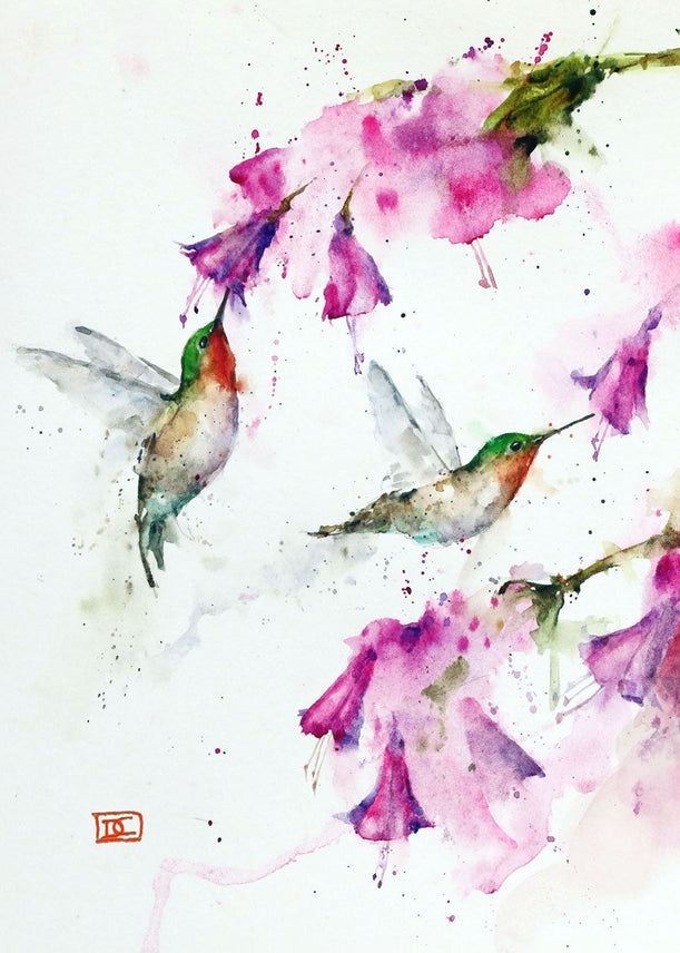 Greeting Card Hummingbirds & Floral