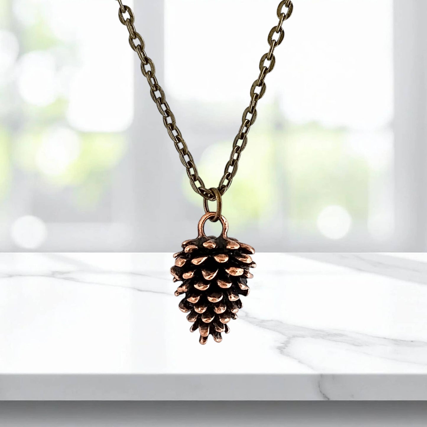 Pine Cone Necklace, Silver or Bronze : Bronze
