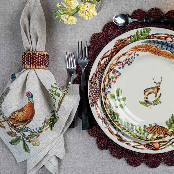 22" Forest Walk Linen Napkins w- Animals