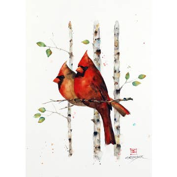 Cardinals In Birch 5x7 Greeting Card