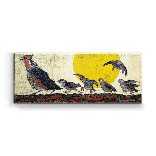 42x16.5 Metal Box Art  Follow the Leader (Quail)