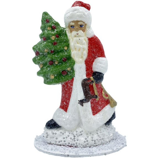 4.5" Schaller Paper Mache Santa w/ Rocking Horse Candy Container