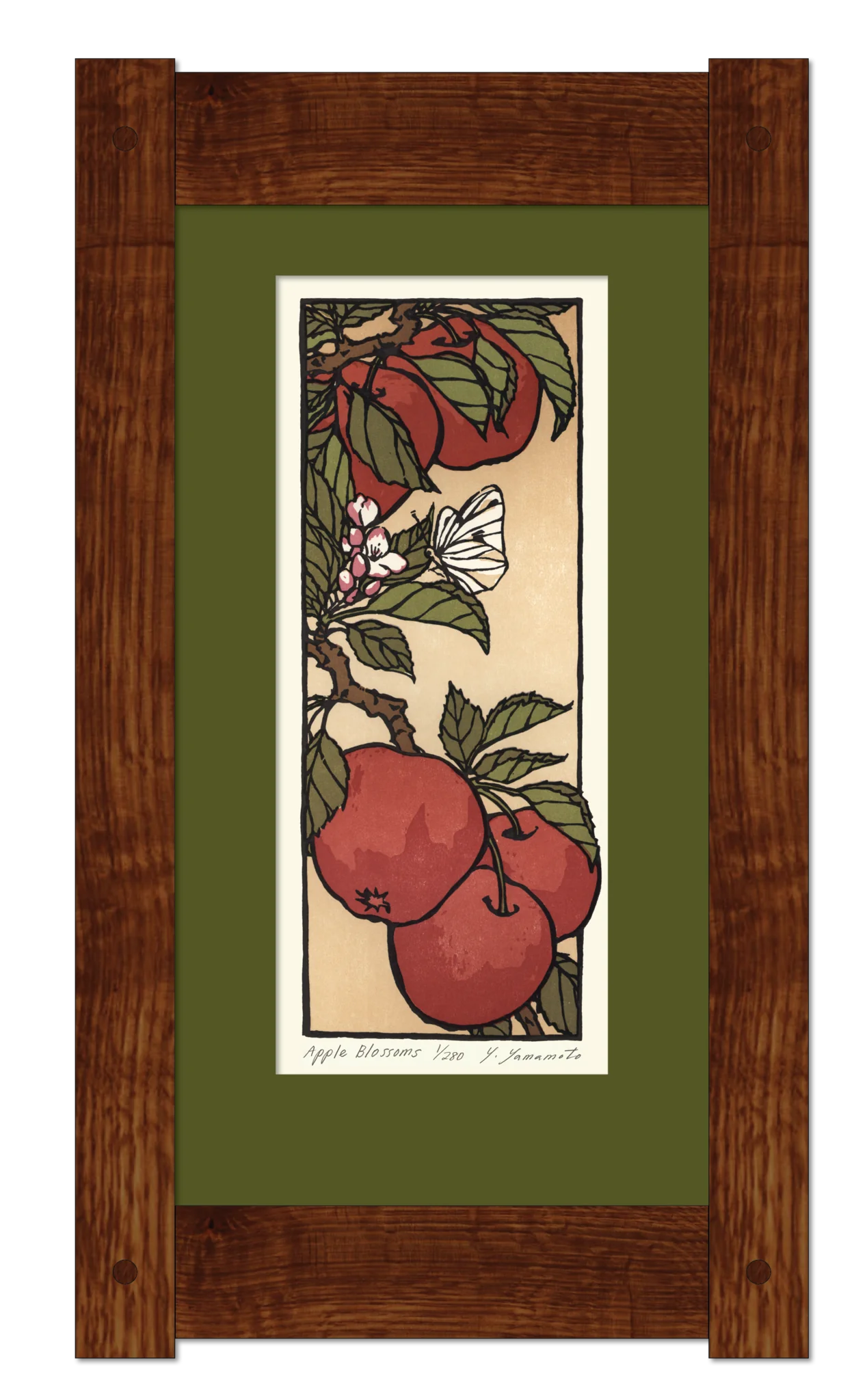 Framed Apple Blossoms Blockprint Artwork
