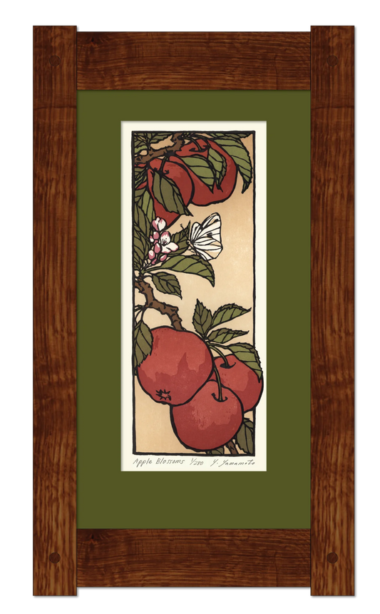 Framed Apple Blossoms Blockprint Artwork