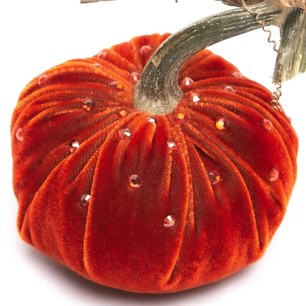 4" Velvet Pumpkin with Crystals