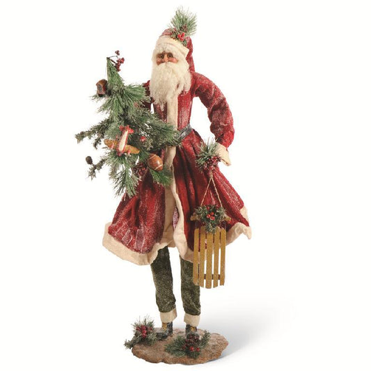 36" Vintage Santa w/Tree & Sled