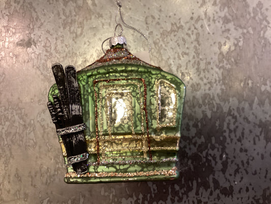 Hand-painted Glass Ski Lift Ornament