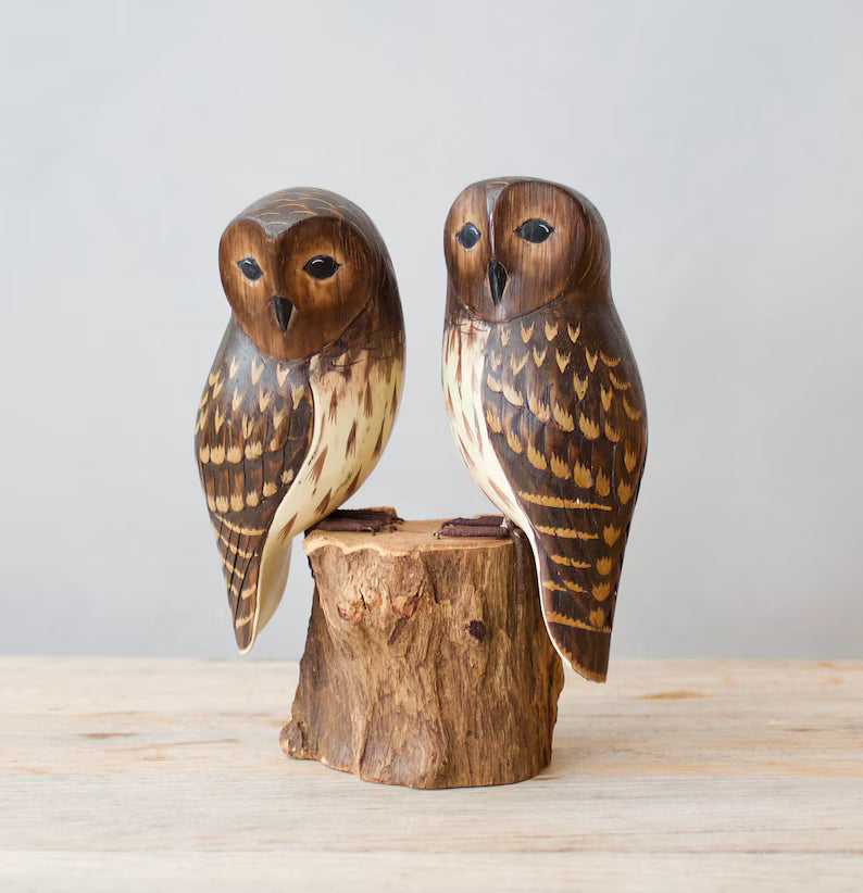 Owl - Barred - Baby Pair-8"H
