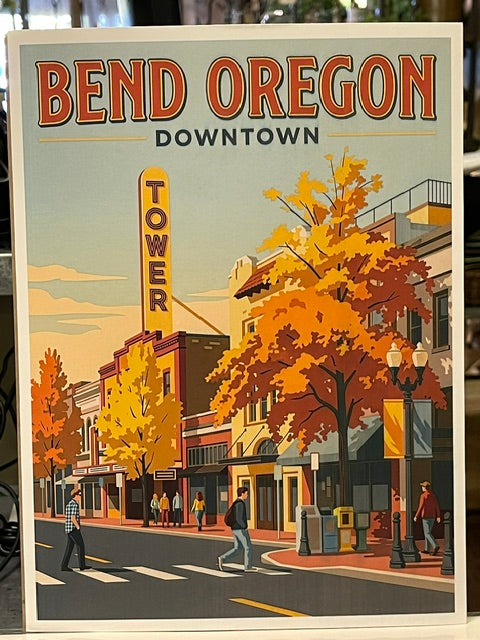 Bend Oregon DT Autumn MATTED Print, 9x12