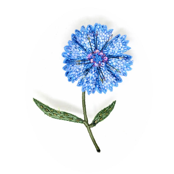 Blue Cornflower Brooch Pin