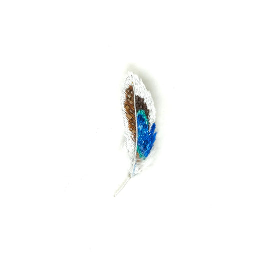 Blue Mallard Feather Brooch Pin