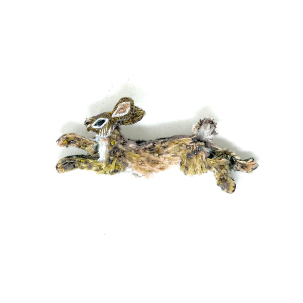 Bounding Hare Brooch Pin