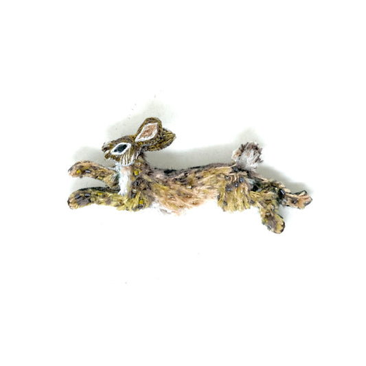Bounding Hare Brooch Pin
