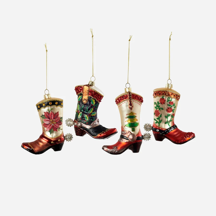 Holiday Cowboy Boot Ornament - 4 Assorted
