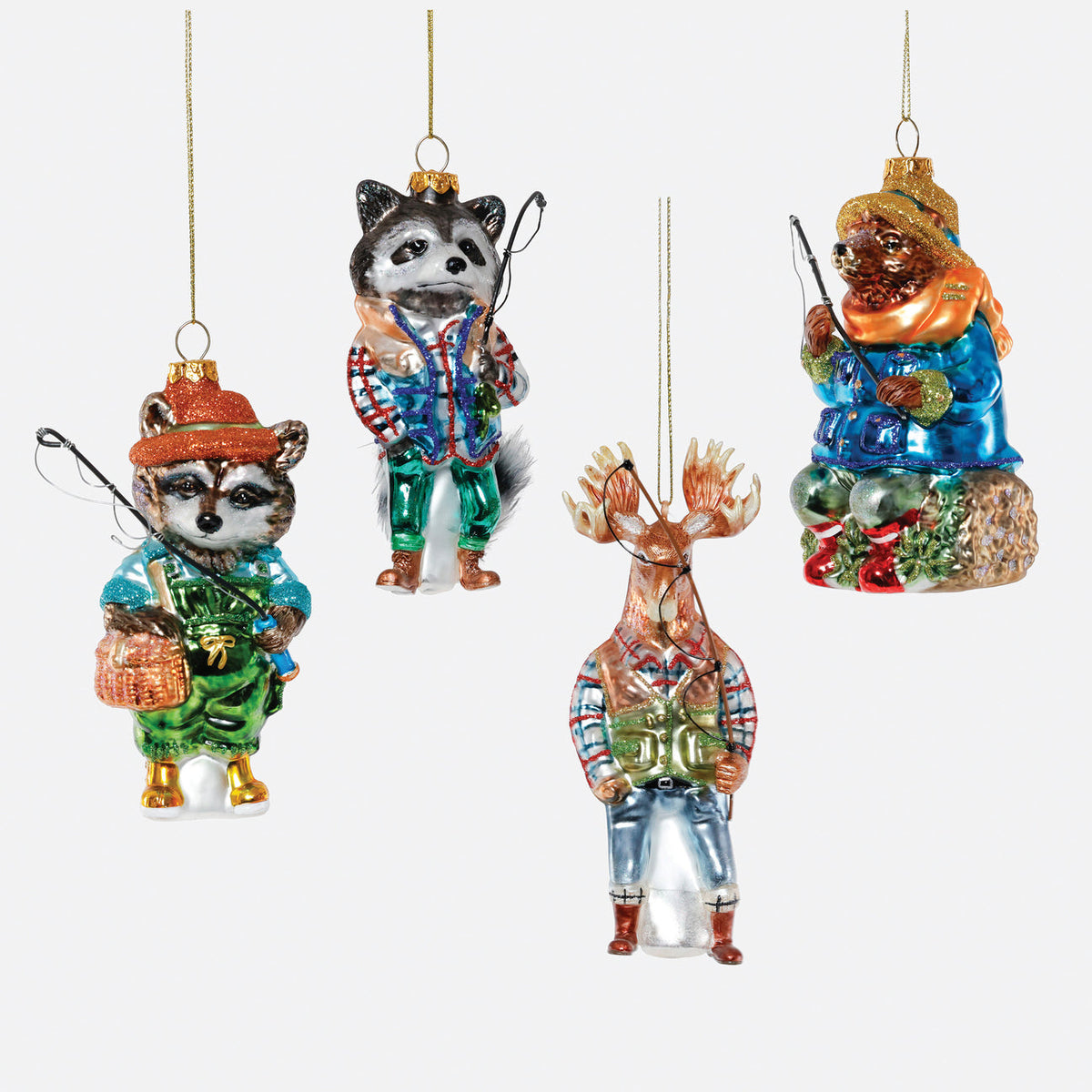 Fishing Animal Glass Ornament