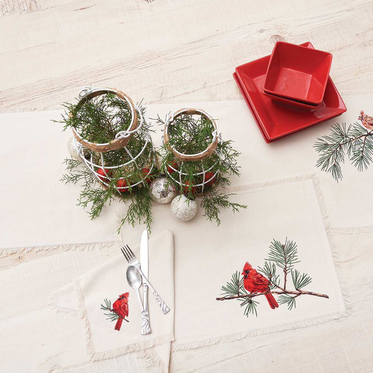 Cardinal & Branch Table Runner, 14x72"
