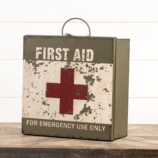 Green & White Metal First Aid Box