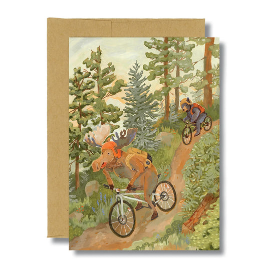 Mountain Biking Moose 5x7" Card