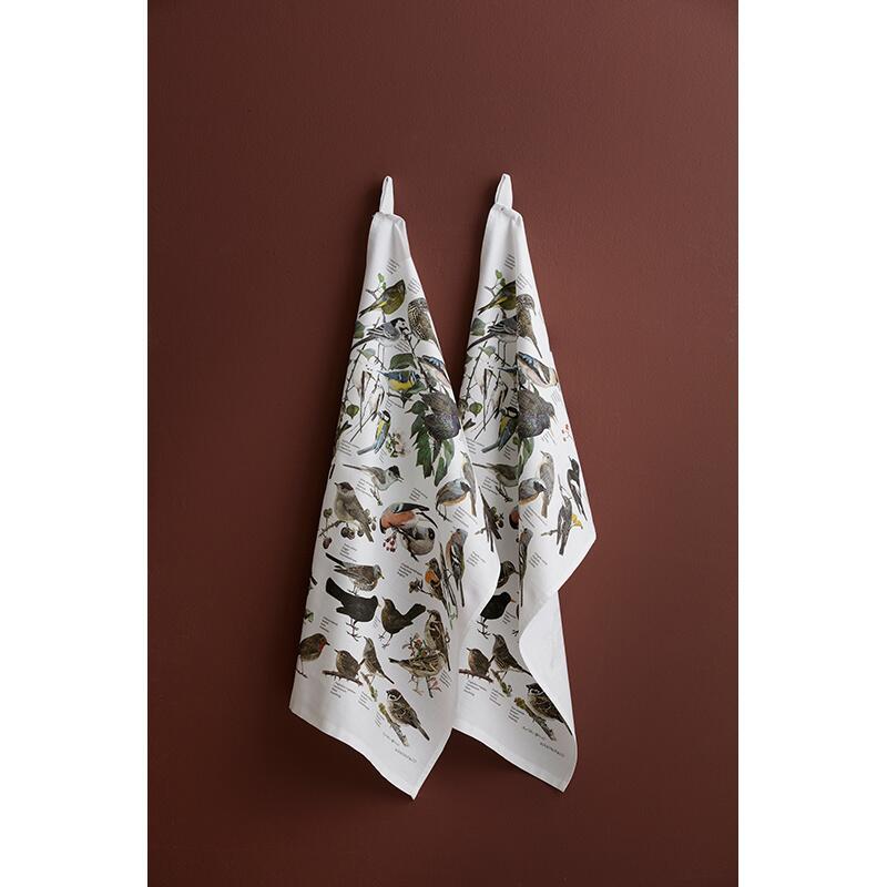 Garden Birds Organic Cotton Tea Towel