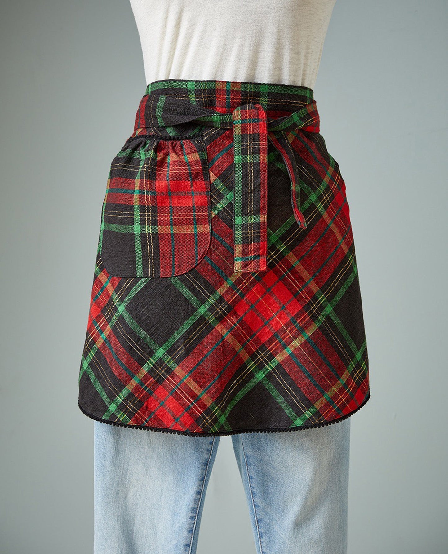 Christmas Plaid Hostess Half Apron