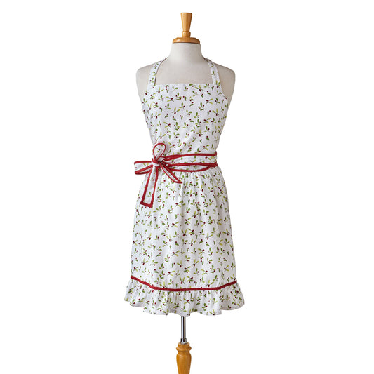 Winter Berries Ruffle Apron
