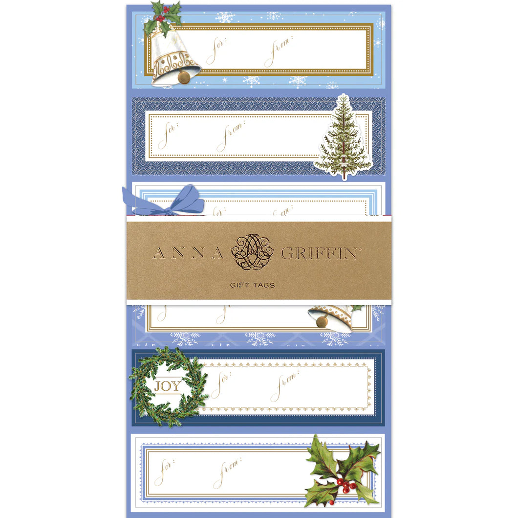Gift Tags Blue Bells and Bows 3D- 24 count