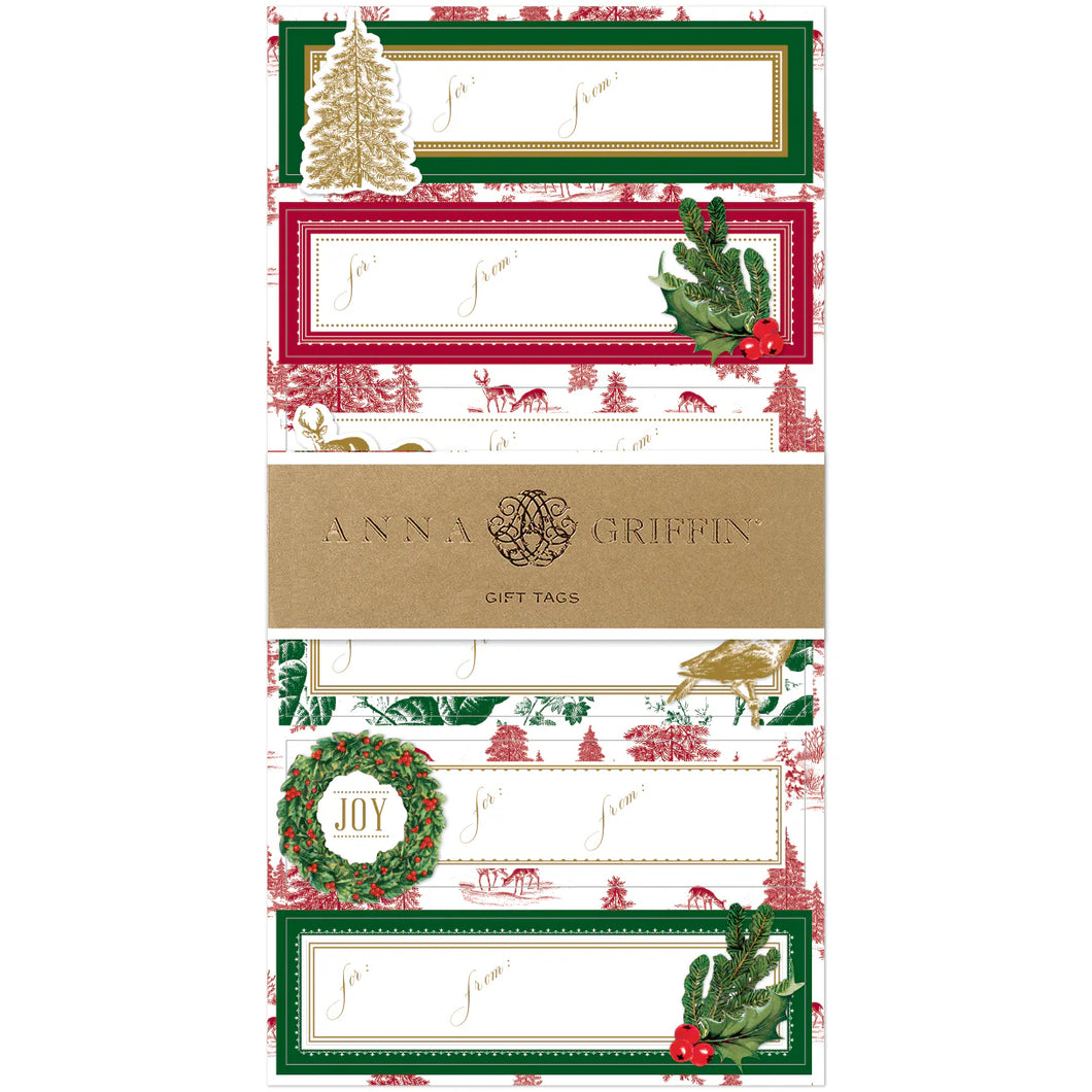 Gift Tags Christmas Toile 3D- 24 count